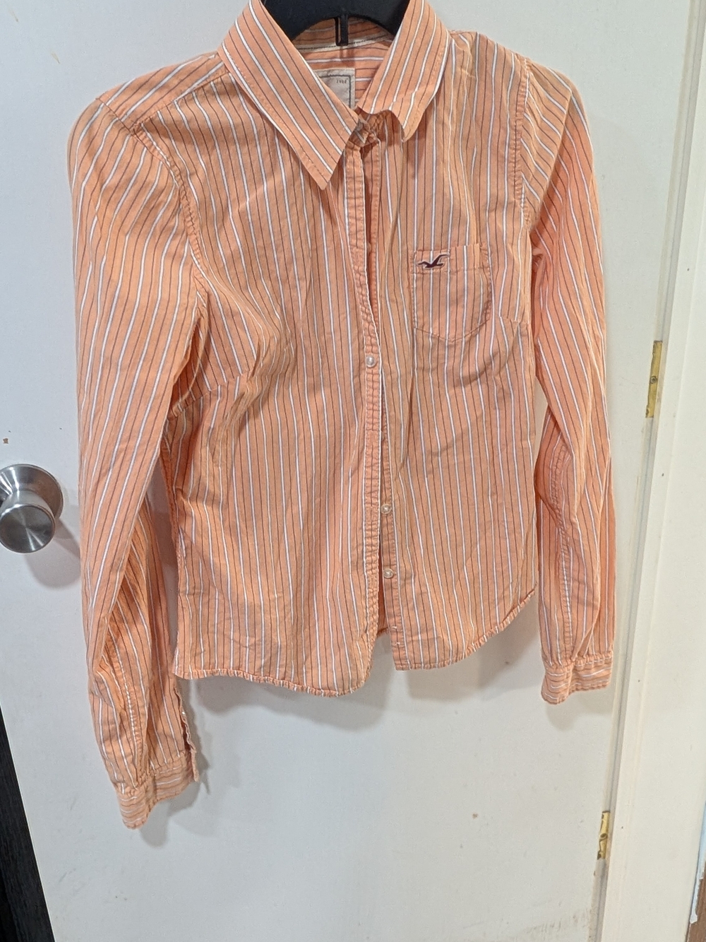 Hollister Boys Orange Striped Button-Up Shirt